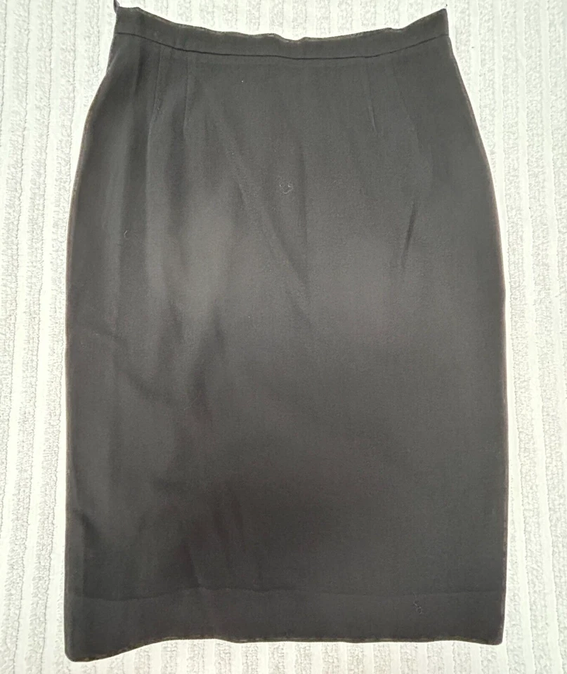 Vintage Emanuel Ungaro Womens Career Pencil Skirt Size 10 Black Wool Blend Italy