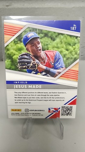 Panini Elite 2022 edición extra hecho por Jesús #187 novato RC/999 DPL Brewers - Imagen 2 de 2