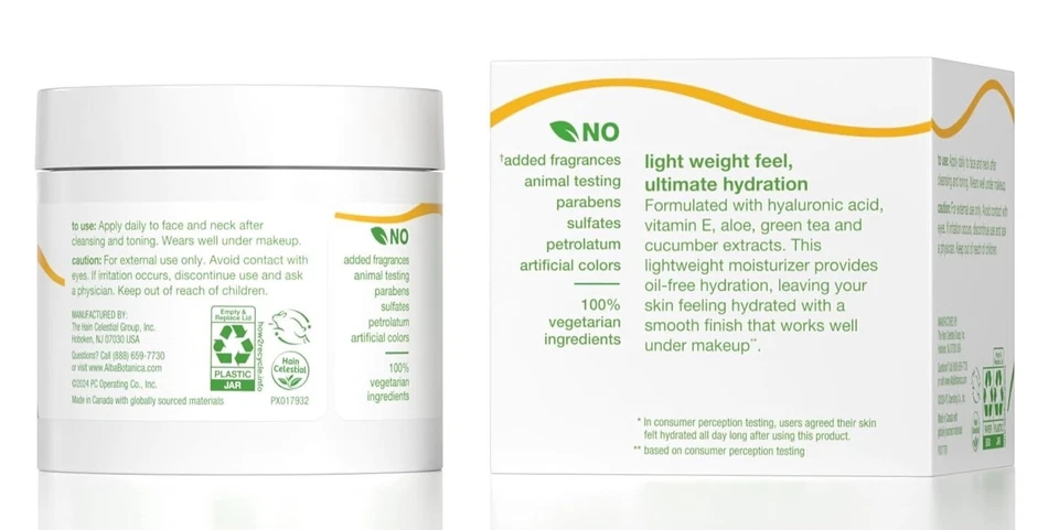 Crema hidratante diaria sin aceite Alba Botanica, con ácido hialurónico 3 oz Foto 2 de 3