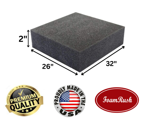 FoamRush 26" x 32" Charcoal High Density Upholstery Foam Wheelchair Cushion USA - Picture 6 of 16