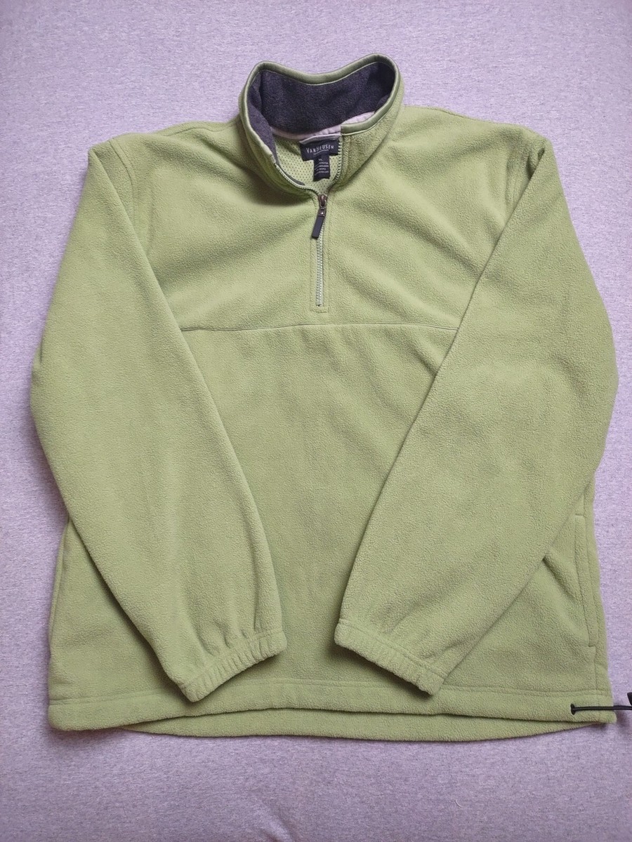 Van Heusen Sweater Mens Extra Large Green Pullover Quarter Zip Fleece  Pockets