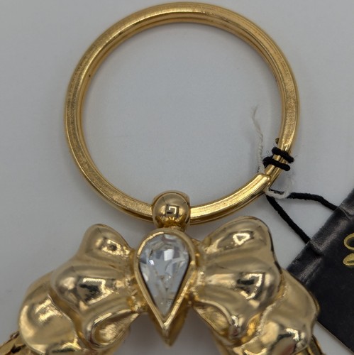 Vintage Whiting & Davis Schlüsselanhänger vergoldet Netz Kranz Schleife klar Strass - Bild 8 von 18