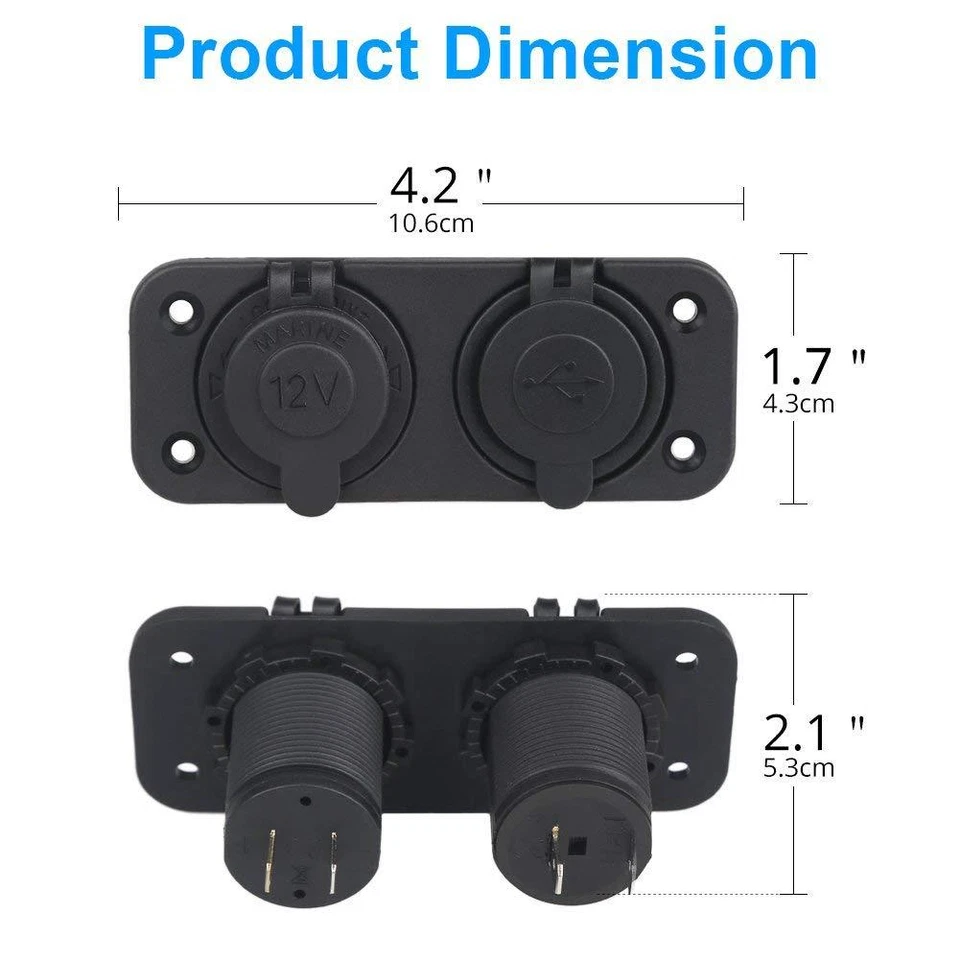 Dual USB Car Cigarette Lighter Socket Splitter 12V Charger Power Adapter Outlet - Image 4 of 4
