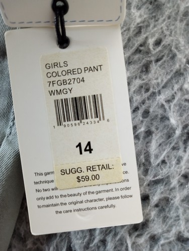 7 For All Mankind Pants Girls Size 14 Gray Super Skinny Stretch Modern New - Picture 10 of 12