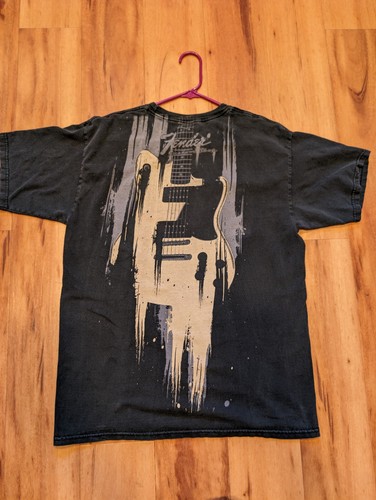 Fender Guitar T Shirt Mens Large Black Rock N Roll 42" Chest 28" LengthY2K - Picture 2 of 8