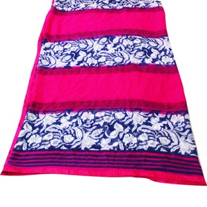Printed-Indian-Vintage-Dupatta-Pink-Sewing-Craft-Fabric-Chiffon-Scarf-Used-Stole