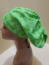 Clover Metallic Outline Women's Euro/Chef Surgical Scrub Hat/Cap Handmade