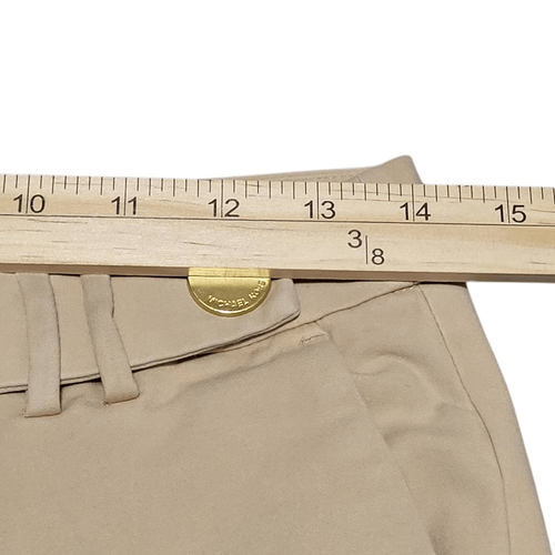 Michael Kors Pants Women's Size 4 Beige Khaki Business Casual Gold Logo Accent - Picture 10 of 12