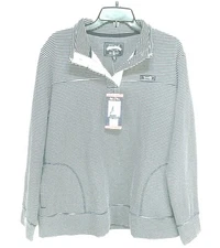 State of Mine Texas Women Size XL Blue & White Striped Sweater Cotton Blend NWT