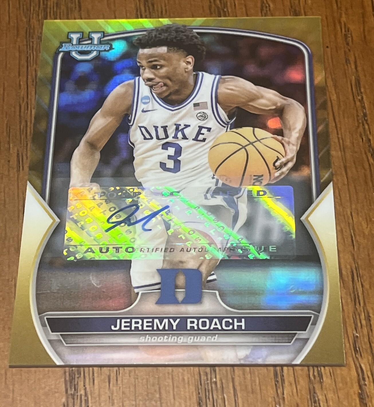 2022 Bowman University Chrome Gold Refractor #/50 Jeremy Roach #76 Auto 🔥🔥🔥