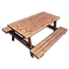 Tavolo in legno con panche integrate picnic 180x165x78h cm - in pino impregnato
