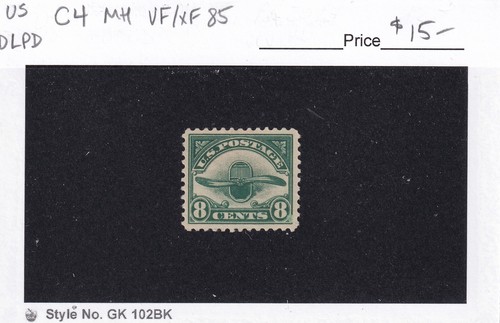 MATT'S STAMPS US SCOTT #C4 8-CENT PROPELLER AIR MAIL ISSUE 1923, MH VF/XF-85 - Picture 3 of 3