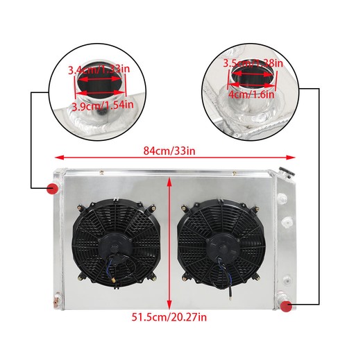 Radiador + ventilador de cubierta para camioneta Chevy C/K C10 C20 C30 73-87 5,0 L 5,7 7,4 L V8 3 filas - Imagen 7 de 13