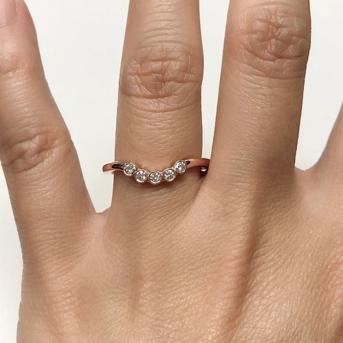 0.17 CT Round Cut EF VS/SI Lab Grown Diamond Women's Wedding Ring 14K Rose Gold - Picture 5 of 6