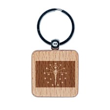 Indiana State Flag Engraved Wood Square Keychain Tag Charm