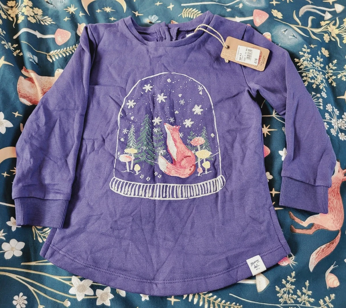 Mantaray Debenhams Girls Purple Fox Snow Globe Sweater Jumper Top 4 5 NWT 15