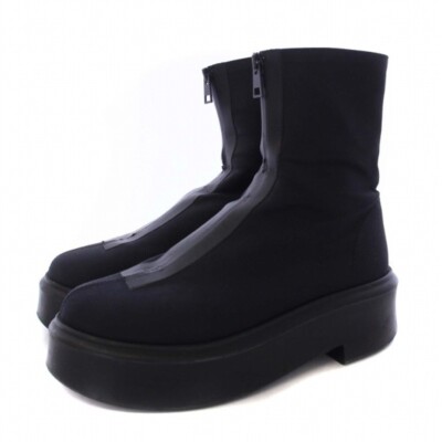 The Row Zipped Boots Ankle Short Chunky Heel Nylon 38 25cm