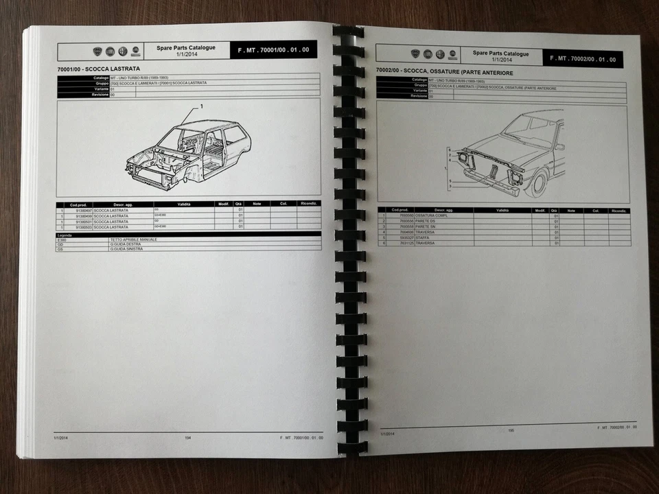 FIAT UNO TURBO 1989-1993 Catalogo Parti di Ricambio m-t - Immagine 4 di 4