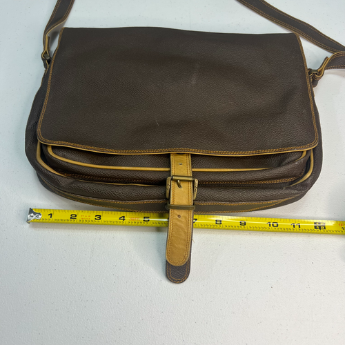 Enny Two-Toned Brown Crossbody Vintage Multi-Compartment Messenger Style Classic - Picture 11 of 13