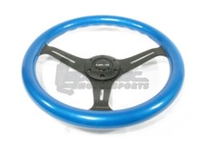 Nrg Classic Wood Grain Steering Wheel 350mm Blue With 3 Spoke Center In Black Nrg Classic Wood Grain Steering Wheel 350mm Blue With 3 Spoke Center In Black