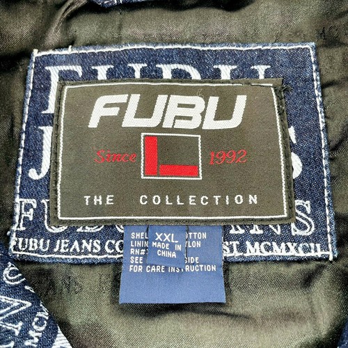 Chaqueta Denim De Colección FUBU Hombres Talla 2XL Estampado Completo MCMXCII Jeans Colección Hip Hop - Imagen 2 de 12