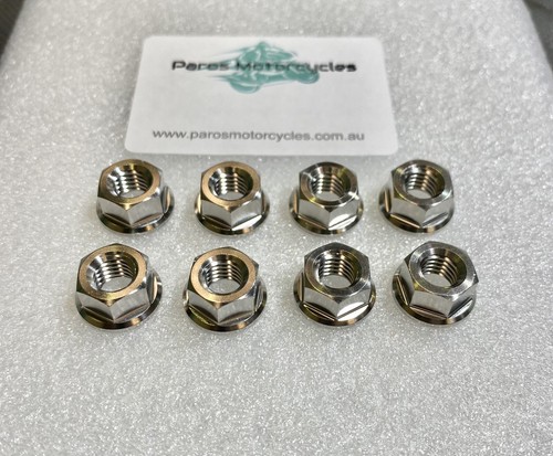 YAMAHA YZF-R1 1998 TITANIUM EXHAUST HEADER NUTS FLANGED M8x1.25MM 8 PACK - 第 1/4 張圖片