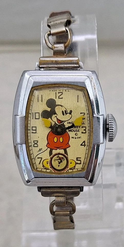 1930-е Ingersoll Микки Маус Deluxe Модель Часы Обслуживаемые и Носимые c. 1937 - Изображение 3 из 4