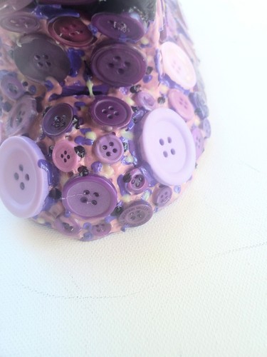 Purple Button Fox Mask/Wall Art Handmade Glows-in-dark Wearable One-of-a-Kind - Picture 3 of 13