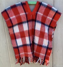 vintage plaid blanket poncho