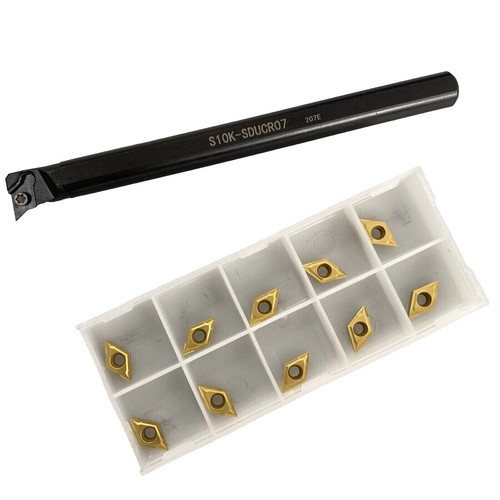 S10K SDUCR07 Lathe Boring Bar Holder Internal +10PCS DCMT070204 Turning Inserts - Picture 7 of 7