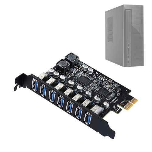 PCIe 7 Ports USB3.2 Gen1 19Pin Expansion Card Controller Adapter Pci-E 1x - Afbeelding 2 van 6