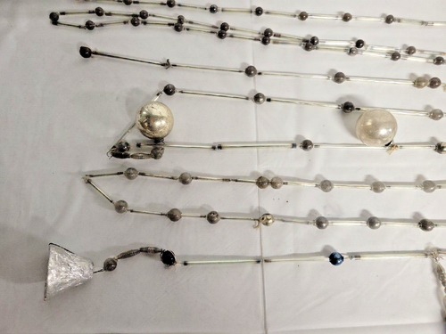 Tschechische Röhre und Perlen Quecksilber Glas Girlande 24 Fuß blau und silber - Bild 7 von 17