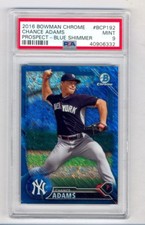 CHANCE ADAMS 2016 BOWMAN CHROME BLUE SHIMMER REFRACTOR RC YANKEES PSA 9 MINT