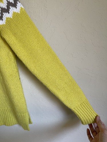 LOFT Size Small Yellow Fair Isle Turtleneck Sweater Wool Mohair Blend - Picture 6 of 6