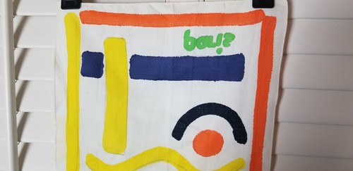 Courreges Paris Vintage 70s Monogram Logo Cotton Mod Scarf 14 X 34 MINT - Bild 3 von 8