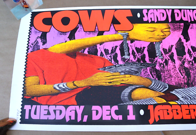 1992 COWS 12/1 JABBERJAW LA CONCERT POSTER ART SIGNED LINDSEY L