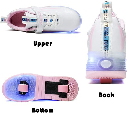 Led Light up Roller Skates Shoes Sport Sneaker Boys Girls Kids Rechargeable - Picture 12 of 43