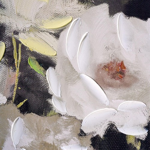 Beautiful Hand Painted Romantic White Florals Gold Wood Framed Canvas Wall Art - Picture 6 of 11