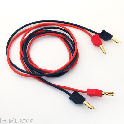 1pair Dual Stackable Z-Type BFA 4mm Banana Plug Silicone Test Cable Red + Black