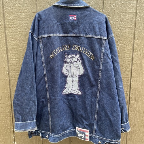 Giacca vintage Y2K anni 90 Phat Farm blu denim con bottoni taglia 3xl, logo cucito - Foto 12 di 19