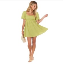 J Crew Green Off The Shoulder Smocked Soft Dress Women's S
