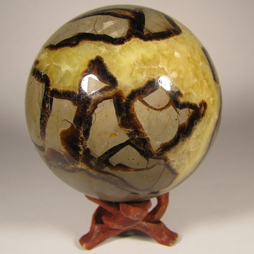 3.2" SEPTARIAN Dragon Stone Sphere Ball w/ Stand - Madagascar - 83mm - 1.8 lbs. - Picture 3 of 14