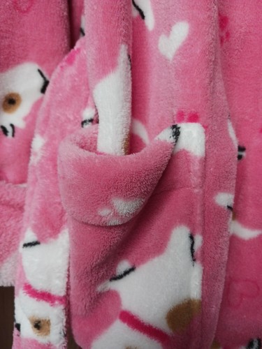 Woman's Large Pink Robe With Puppy Dog Hearts Print Long Sleeves Valentine's - Picture 2 of 8