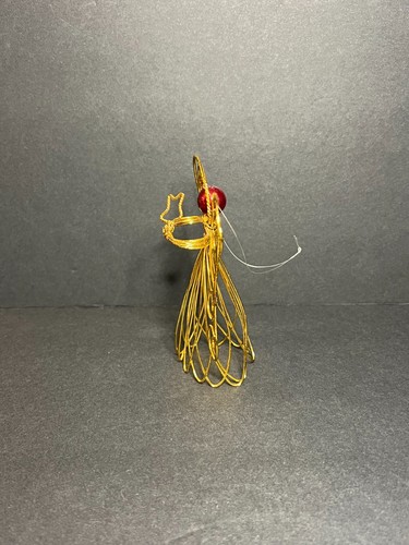 Angelo natalizio vintage fatto a mano in filo di metallo tono oro con ornamento stella 4,18" - Foto 3 di 6