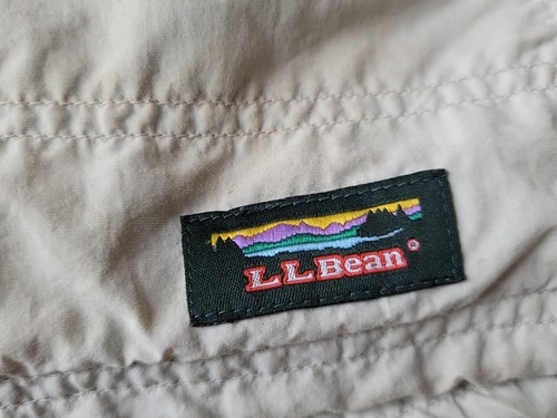 VINTAGE LL Bean Stone Light Tan Windbreaker Nylon 1/4 Zip Hooded L/XL READ!!! - Picture 4 of 11