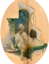 Harper's Bazaar Original Interior Illustration by Frank Street 1919