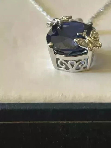 2Ct Oval Cut Lab Created Sapphire Butterfly Pendant 14K White Gold Plated - Picture 2 of 6