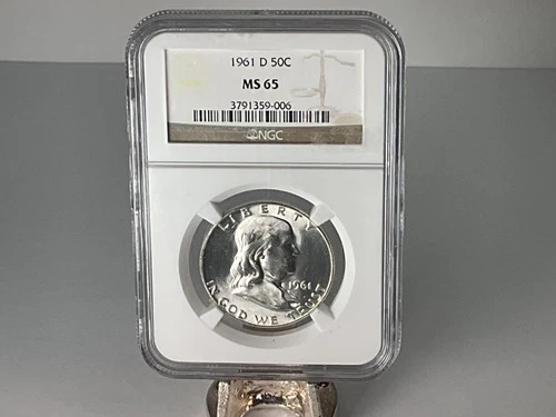 1961 D FRANKLIN SILVER HALF DOLLAR NGC MS65