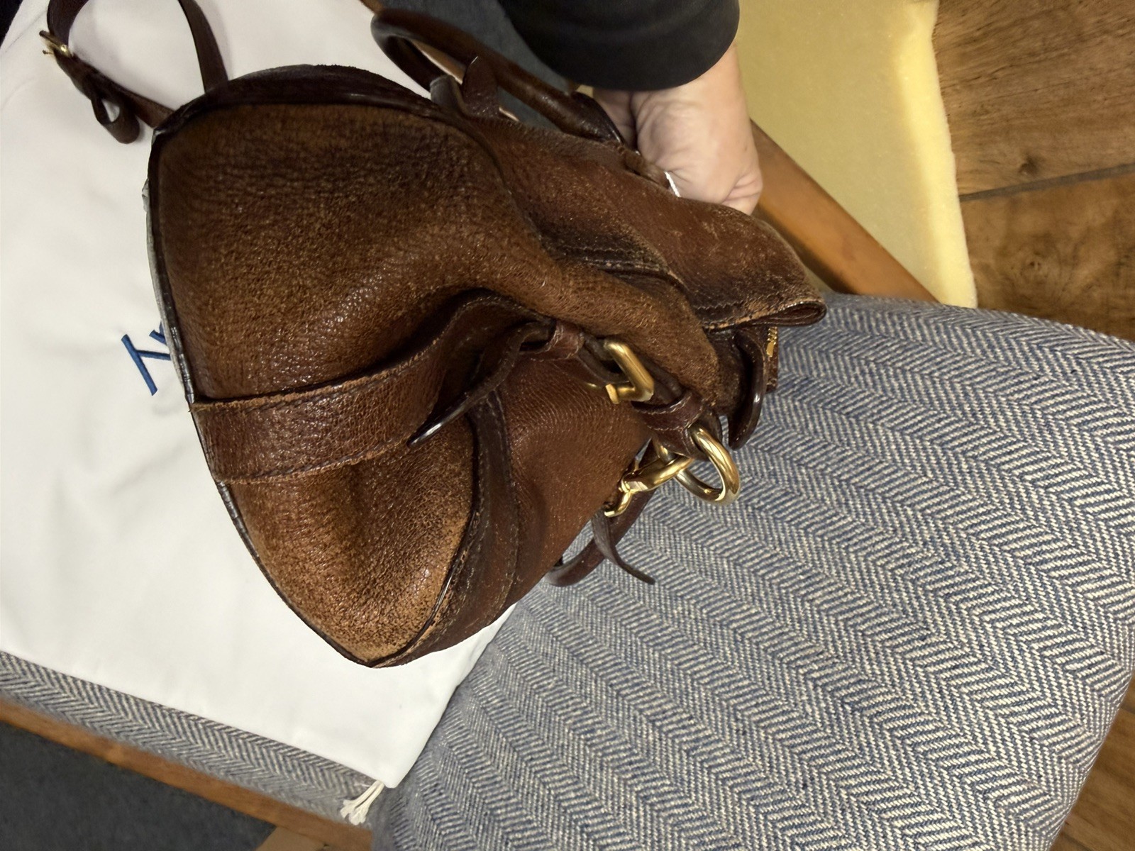 PRADA Cervo Antik Deerskin Satchel Crossbody Handbag thumbnail 5