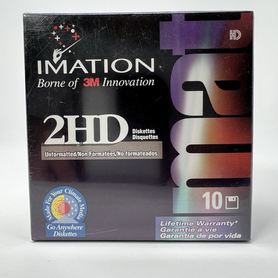 IMATION 2HD Diskettes 2.0MB SEALED NOS Box Of 10 Disks 3M Unformatted 3.5 